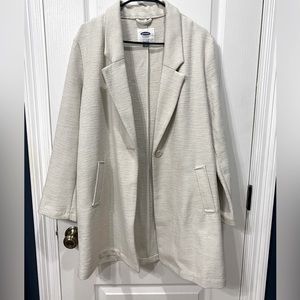 Cream Textured Swing Car coat